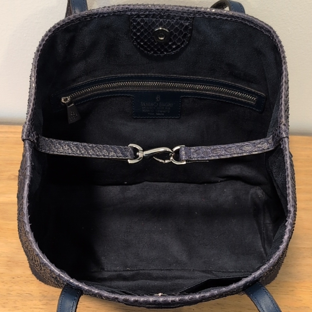 Silvano Biagini Python Bag & Matching Clutch Navy Blue - Picture 14 of 16